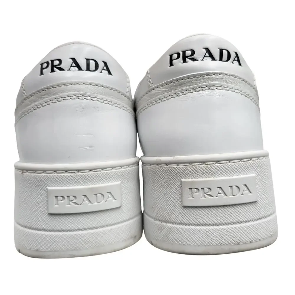 Prada Downtown Bold White Leather Sneakers Women's Size 39 US 9